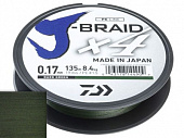 Плетеный шнур Daiwa J-Braid X4 Dark Green  135м 8,4кг/0,17мм (Тёмно-зеленый ) 