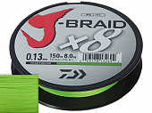 Плетеный шнур Daiwa  J-Braid X8 Chartreuse   150м 8,0кг/0,13мм (Зелёный) 